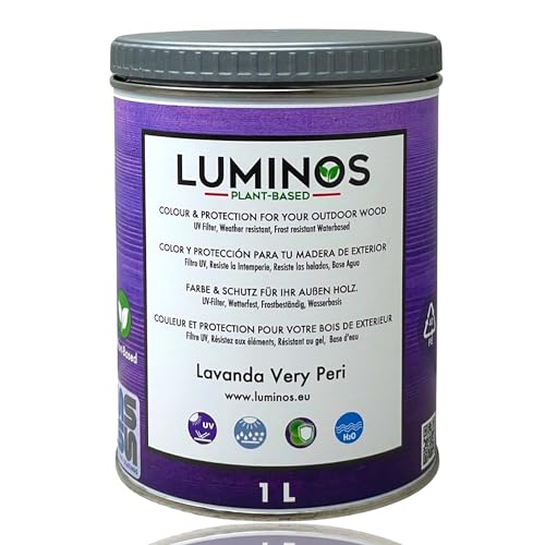 Luminos LUM1117 - LAVANDA VERY PERI - Biopolymer-Lasur auf Wasserbasis. Verwendung für Holz im Außenbereich - Lavanda Violett 1L von SOLRAC COATINGS