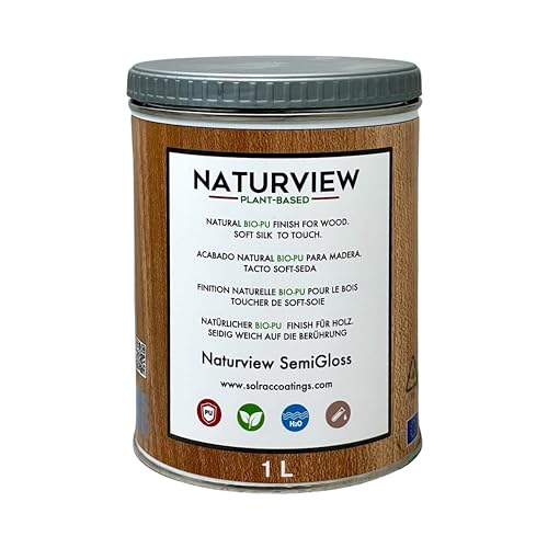 NATURVIEW Wasserbasierter Bio-Polyurethanlack für Holz im Innenbereich. Soft-Seiden-Touch (1 l, Seidenglänzend) - Holzlack von Solrac