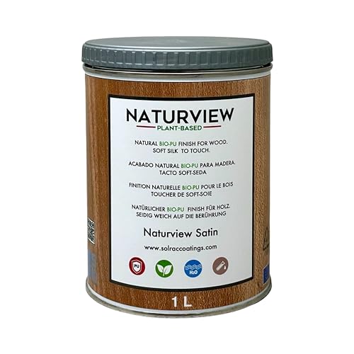 NATURVIEW Wasserbasierter Bio-Polyurethanlack für Holz im Innenbereich. Soft-Seiden-Touch (1 l, Seidenmatt) - Holzlack von Solrac