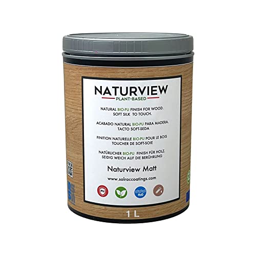 NATURVIEW Wasserbasierter Bio-Polyurethanlack für Holz im Innenbereich. Soft-Seiden-Touch (1 l, Matt) - Holzlack von Solrac