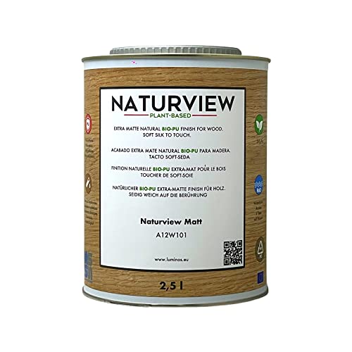 NATURVIEW Wasserbasierter Bio-Polyurethanlack für Holz im Innenbereich. Soft-Seiden-Touch (2,5 l, Matt) - Holzlack von SOLRAC COATINGS