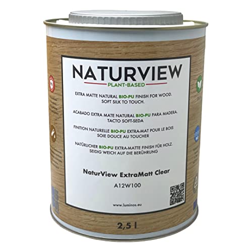 NATURVIEW Wasserbasierter Bio-Polyurethanlack für Holz im Innenbereich. Soft-Seiden-Touch (2,5 l, Ultra Matt) - Holzlack von SOLRAC COATINGS