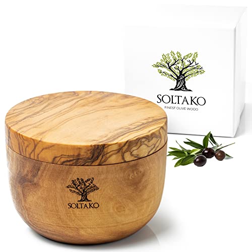 SOLTAKO Olivenholz Salz- & Gewürzdose Salt & Pepper mit Magnetverschluss von SOLTAKO