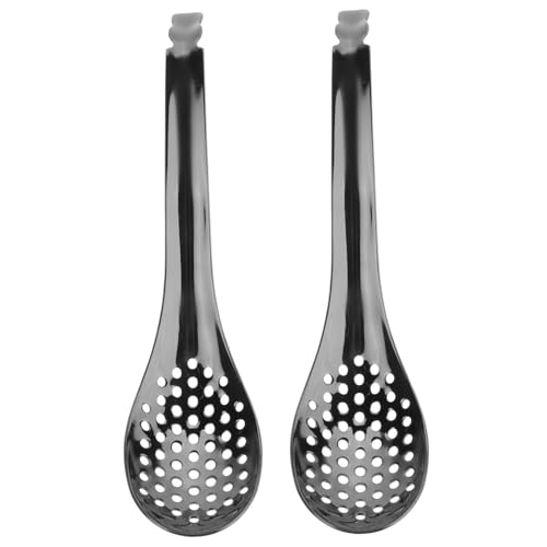 2 Stück Sieb Babylöffel Perforierter Löffel Netzlöffel Mit Gezackter Kante Mini Suppenschaufel Kleiner Schlitzlöffel Abtropflöffel Kleiner Sieblöffel Servierlöcher von SOLUSTRE