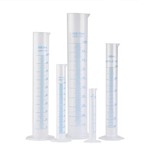 5PCS Tansparenter Messzylinder Kunststoff-Messzylinder-Set Transparenter Messzylinder Laborzylinder Bodenzylinder Laborwerkzeuge 50ml 100ml 250ml 500ml von SOLUSTRE