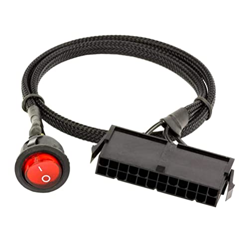 SOLUSTRE Stromkabel Leistungstester PC-Netzschalter 24- Pin- - Rote LED- Ausschalten des Schalters Jumper Bridge Adapter Geflochtene Kabel 18AWG 54Cm stester EIN-/Ausschalter von SOLUSTRE