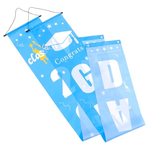SOLUSTRE 1 Paar Vorhang Für Die Abschlusssaison Türschild Für Abschlussfeier Fröhliche Abschlussdekorationen Party Abschlusswandschild Erste Sky-blue 100d Polyestergewebe von SOLUSTRE
