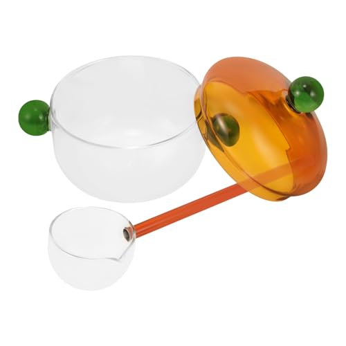 SOLUSTRE 1 Satz Glastopf mit Deckel Hitzebeständiger Suppentopf für Mikrowelle und Herd zum Kochen von Nudeln und Suppen und Leicht zu Reinigen mit Löffel von SOLUSTRE