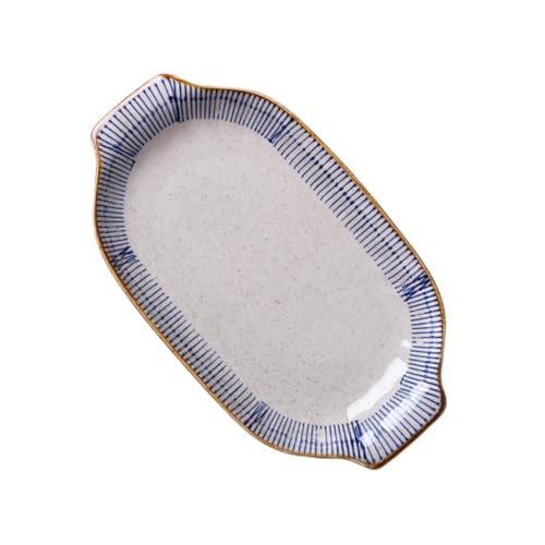 SOLUSTRE 1 Stück Keramische Servierplatte mit Zwei Griffen Rechteckige Auflaufform für Sushi Backen und Hitzebeständig Retro Design Geeignet für Mikrowelle und Geschirrspüler SOLUSTRE 1 Stück Keramische Servierplatte mit Zwei Griffen Rechteckige Auflaufform für Sushi Backen und Hitzebeständig Retro Design Geeignet für Mikrowelle und Geschirrspüler von SOLUSTRE