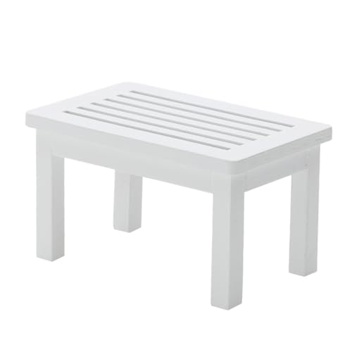SOLUSTRE 1 Stück Teetisch Mini-möbelverzierung Emulations-beistelltisch Möbelmodell Im Einfachen Stil Couchtisch Mini-Ornament Hölzern Weiß von SOLUSTRE