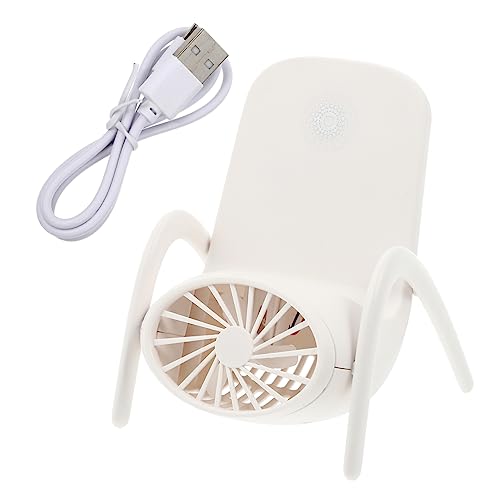 SOLUSTRE 1 Stück Tragbarer Handyhalterungsventilator mit USB Ladefunktion Multifunktionaler Tischventilator mit Geschwindigkeiten für Unterwegs Hause Weiß mit Hoher Akkukapazität von SOLUSTRE