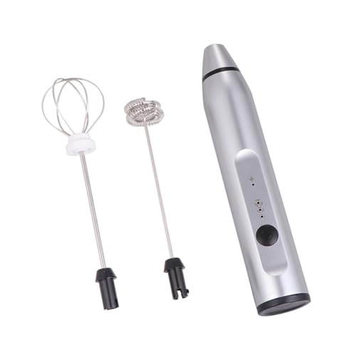 SOLUSTRE 1 Stück USB Wiederaufladbarer Handmixer Eier Schläger Milchaufschäumer mit Geschwindigkeitsstufen Silber für Cappuccino Latte und SOLUSTRE 1 Stück USB Wiederaufladbarer Handmixer Eier Schläger Milchaufschäumer mit Geschwindigkeitsstufen Silber für Cappuccino Latte und von SOLUSTRE
