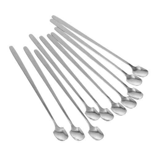 SOLUSTRE 10 Stück Teiliges Edelstahl Rührlöffel Eckige Kaffeelöffel und Eisrührer Ergonomischer Griff Vielseitig für Kaffee Espresso Dessert Tee Milchsüße Geeignet für Zuhause von SOLUSTRE