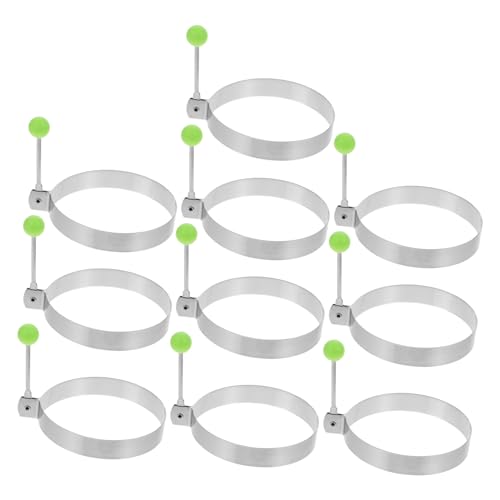 SOLUSTRE 10 Stück Teiliges Eierringe Runde Spiegelei Formen DIY Omelett Ringe mit Antihaftbeschichtung Leicht zu Reinigen für Schnelles Frühstück und Kreative Eiergerichte von SOLUSTRE