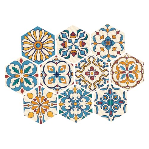 SOLUSTRE 10 Stück Teiliges Hexagonales Fliesen Paste Selbstklebend rutschfest für Badezimmer und Küche Langlebige Bodenaufkleber Praktische Rutsch Sticker Dekorativ und Einfach zu Kleben von SOLUSTRE