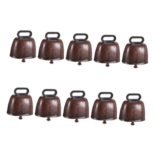 SOLUSTRE 10 Stück Teiliges Kleine Rote Kupferglocken aus Metall Laute Vintage Farmtier-Bell-Dekorationen für Rinder Pferde und Schafe Wetterfeste Haustierglocken für Outdoor-weide und von SOLUSTRE