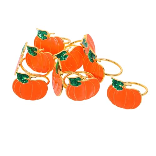 SOLUSTRE 10 Stück Teiliges Metall Serviettenringe mit Kürbismotiv Wiederverwendbar Stabile Halloween und Herbst Tischdekoration für Familienfeiern Erntedank und Partys von SOLUSTRE