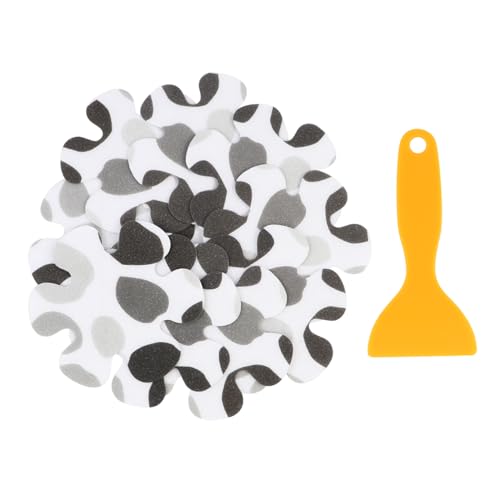 SOLUSTRE 10 Stück Teiliges Rutsch Band für Badewanne und Treppen Selbstklebende rutschfeste Streifen mit Grauem Blumenmuster Inklusive Schaber zur Sicheren Haftung Bad und Dusche Geeignet von SOLUSTRE