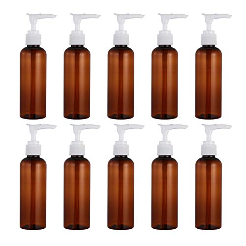 SOLUSTRE 100ML Seifenspender Schaumseifenspender Kunststoff Nachfüllbar Leerflasche Spülmittelspender Pumpflasche für Kosmetik Shampoo Spülung Cremes Flüssigkeit Braun 10 Stück von SOLUSTRE