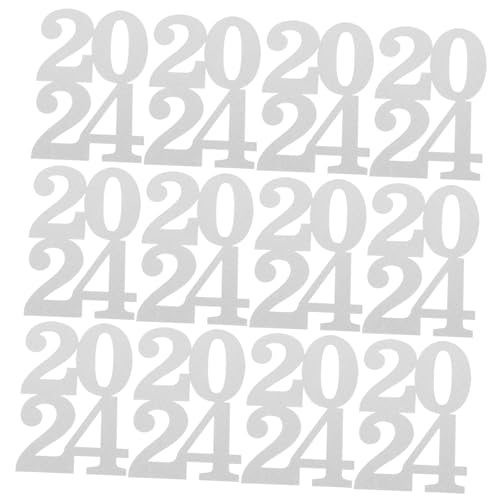 SOLUSTRE 12 Stück 2024 Abschlussfeier Ornament 2024 Papierausschnitte Abschlussfeier Mittelstücke Vase klein Party-Tags Party Gefälligkeiten Grad-Tag-Zubehör Silver von SOLUSTRE