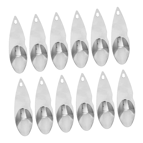 SOLUSTRE 12stücke Kiwi Obst Löffel Stahl Gezackten Peeling Grablöffel Für Kiwis Cut Fruchtfleisch Herauslöffeln Ergonomischer Griff Leicht Zu Reinigen Mehrfachverwendung von SOLUSTRE