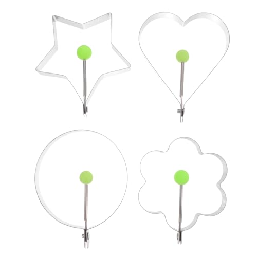 SOLUSTRE 12 Stück Teiliges Kreatives Eierringe Set aus Dickem Hitzebeständige Antihaftbeschichtete Spiegeleier Formen Herz Stern Blumen und Runder Form Wiederverwendbar für Frühstück und von SOLUSTRE