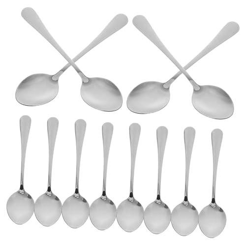 SOLUSTRE 12 Stück Teiliges Löffel Multifunktionale Suppenlöffel Teelöffel und Dessertlöffel für Familienessen und Partys Spülmaschinenfest Langlebig Leicht zu Reinigen von SOLUSTRE