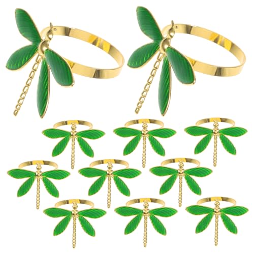SOLUSTRE 12 Stück Teiliges Metall-serviettenringe mit Libellenmotiv Robuste Einfache Napkin Rings für Frühling Sommer Stilvolle Tischdeko für Familienfeiern und Festliche Anlässe von SOLUSTRE