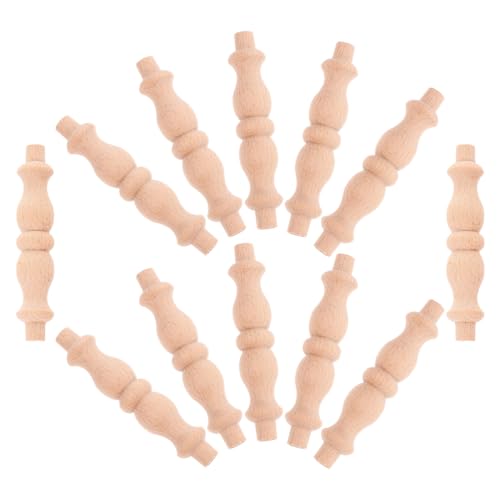 SOLUSTRE 12 Stück Unlackierte Möbelspindeln für Treppen und Dekoration Gourd Design für und Installieren Holzbaluster für DIY Projekte von SOLUSTRE