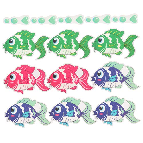 SOLUSTRE 14 Stück Teiliges Peva Badewannen Antirutsch Sticker mit Niedlichen Fisch und Blasenmotiven rutschfest Langlebig für Glatte Oberflächen Wie Badewanne Dusche Treppen und Böden von SOLUSTRE