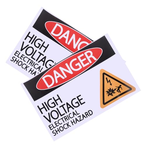 SOLUSTRE 2 Blätter High Voltage Warnaufkleber PVC Selbstklebend Stark Haftend Warnschild für Elektrogeräte und Gefahrenbereiche Geeignet für Innen Außen Glatte Oberflächen Stahl von SOLUSTRE