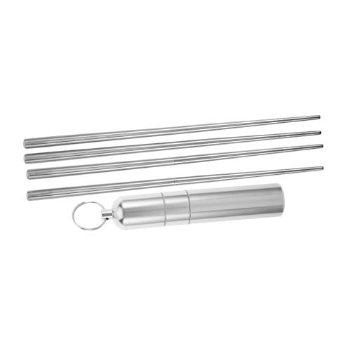 SOLUSTRE 2 Paare Klappbares Essstäbchen-set Wiederverwendbare Essstäbchen Tragbare Utensilien Reisen Zusammenklappbare Essstäbchen Reisebesteck Faltbare Essstäbchen Silber 304 von SOLUSTRE