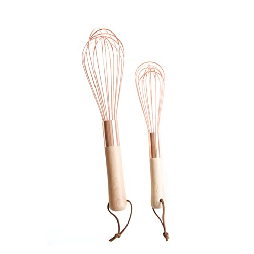 SOLUSTRE 2 STÜCK Eierschläger mit Holzgriff Handrührgerät für Küche zum von Eiern von Saucen und Backen Ergonomisches Design für und Benutzerfreundlichkeit von SOLUSTRE