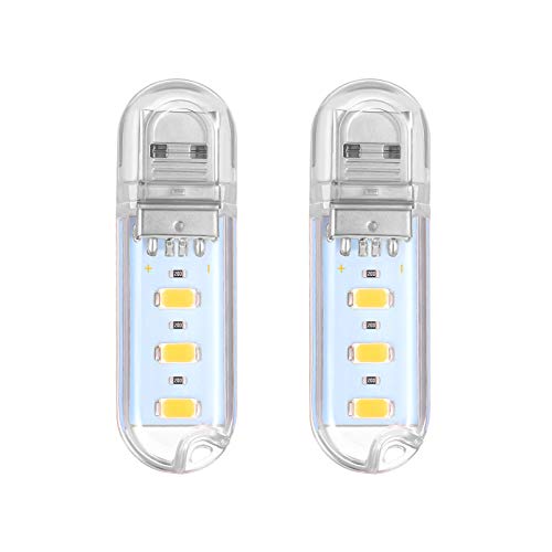 SOLUSTRE 2st Buchlicht Zum Lesen Im Bett Led-nachtlicht Tragbares Camping Nachtlicht USB-schlüsselbund 3 Led-nachtlampe Geführte Tragbare Lampe Mini USB Led Lampe Kleine Werkzeuge Klaviatur von SOLUSTRE