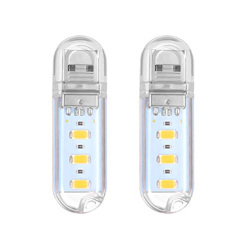 SOLUSTRE 2st Buchlicht Zum Lesen Im Bett Led-nachtlicht Tragbares Camping Nachtlicht USB-schlüsselbund 3 Led-nachtlampe Geführte Tragbare Lampe Mini USB Led Lampe Kleine Werkzeuge Klaviatur von SOLUSTRE