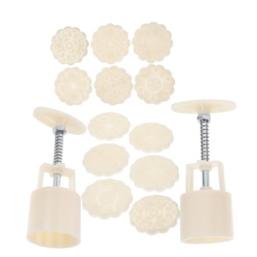 SOLUSTRE 2 Sätze Handdruck Mondkuchenform mit Blumenmotiv Vielseitige Backform für Mondkuchen Kekse Fondant und Cupcakes DIY Backzubehör für Traditionelle Chinesische Desserts von SOLUSTRE