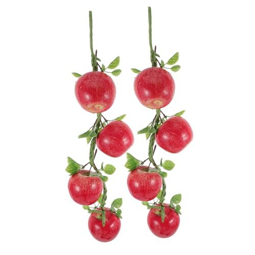 SOLUSTRE 2 Saiten Realistische Apfel Dekoanhänger Lebensechte Früchte Simulation Dekorative Obstmodelle für Kognition Fotografie Requisiten und Wohnraumgestaltung von SOLUSTRE