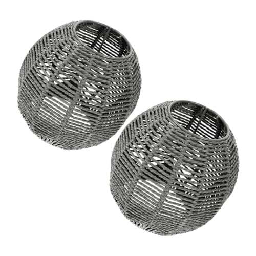 SOLUSTRE 2 Stück Boho Lampenschirme aus Handgewebtem Papierseil Rustikale Kleine Runde Deckenlampenschirme Stilvolle Pendelleuchten für Esszimmer Wohnzimmer Restaurant und Ferienhäuser von SOLUSTRE