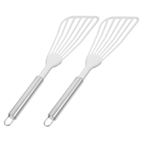 SOLUSTRE 2 Stück Edelstahl Teiliges Kochspatel mit Geschlitztem Design Vielseitig Einsetzbar zum Wenden und Abtropfen von Fisch Steak Bbq und Pfannengerichten Robust und Leicht zu Reinigen von SOLUSTRE