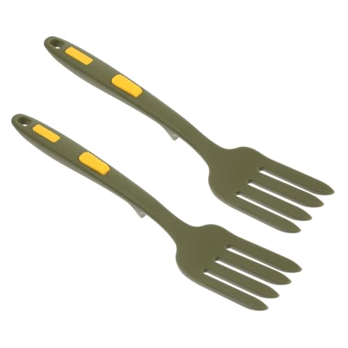 SOLUSTRE 2 Stück Ergonomische Silikon Gabeln Multifunktionale Essgabeln für Haushalt und Küche Hitzebeständig Wiederverwendbare Spaghetti und Salatgabeln Lebensmittelecht von SOLUSTRE