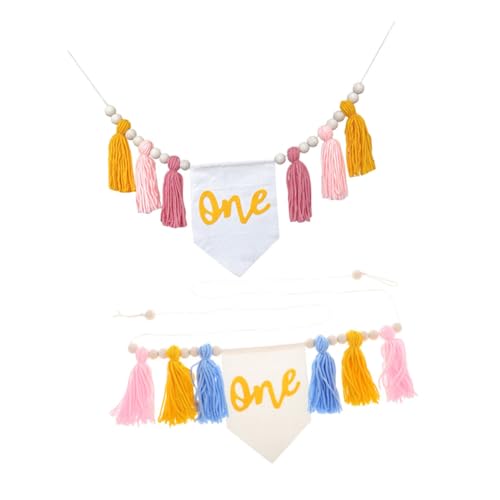 SOLUSTRE 2 Stück Erstes Geburtstagsbanner Hochstuhl Dekoration Teilig Tassel Wandhänger für Jungen Mädchen Party Fotorequisite Langlebig Einfach zu Montieren von SOLUSTRE