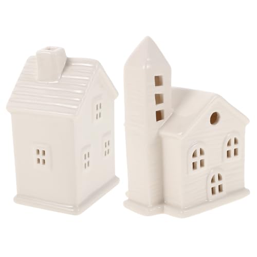 SOLUSTRE 2 Stück Haus Baumschmuck LED Keramik Kleines Haus Kleine Keramikhäuser Zur Dekoration Weihnachtsbaum Dekor Keramikhandwerk Für Weihnachtsfeier Hängende von SOLUSTRE