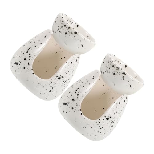 SOLUSTRE 2 Stück Keramik Duftlampe Ätherische Öle Wachsschmelzofen Aromatherapie Teelichthalter Weiß Kompakt Abnehmbar für Wohnzimmer Badezimmer Schlafzimmer von SOLUSTRE