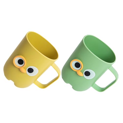 SOLUSTRE 2 Stück Kunststoff Zahnputzbecher Bad Becher mit Cartoon Motiv Bpa Frei und Praktisch Vielseitig Verwendbar als Zahnbürstenhalter und Trinkbecher für Zuhause und Wiederverwendbar von SOLUSTRE