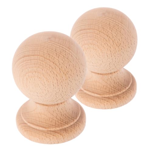 SOLUSTRE 2 Stück Massivholz Kugelförmige Endkappen Unbehandelte Holz Finials für Möbel Bettsäulen Vorhangstangen DIY Dekoration Natürliche Holzstruktur Einfache Montage Langlebig von SOLUSTRE