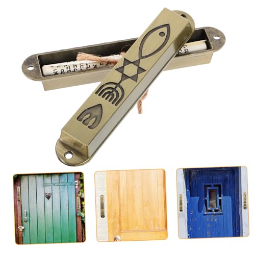 SOLUSTRE 2 Stück Metall Mezuzah Dekorative Religiöse Türverzierung für Eingangsbereich Antikes Design für Zuhause mit Kunstvoller Schriftrolle Robust und Bedeutungsvoll SOLUSTRE 2 Stück Metall Mezuzah Dekorative Religiöse Türverzierung für Eingangsbereich Antikes Design für Zuhause mit Kunstvoller Schriftrolle Robust und Bedeutungsvoll von SOLUSTRE
