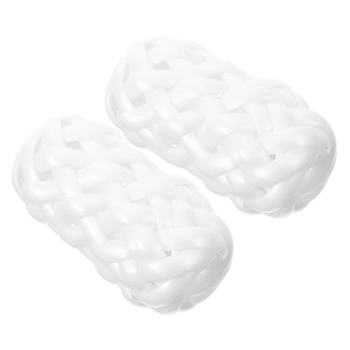 SOLUSTRE 2 Stück Mini Handgefertigter Geflochtener Lampenschirm aus Weißem Imitations-rattan Dekorativer Mini-lampenschutz für DIY Bastelprojekte Geeignet für Kinderzimmer Wohnzimmer Cafés von SOLUSTRE