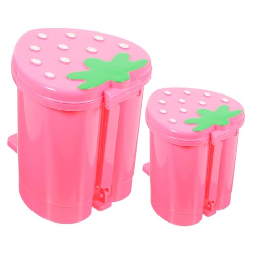 SOLUSTRE 2 Stück Niedlicher Mini mülleimer Erdbeer design Kleiner Desktop abfalleimer aus Robustem mit Deckel Praktische Aufbewahrungslösung für Küche Wohnzimmer Büro und Schlafzimmer von SOLUSTRE
