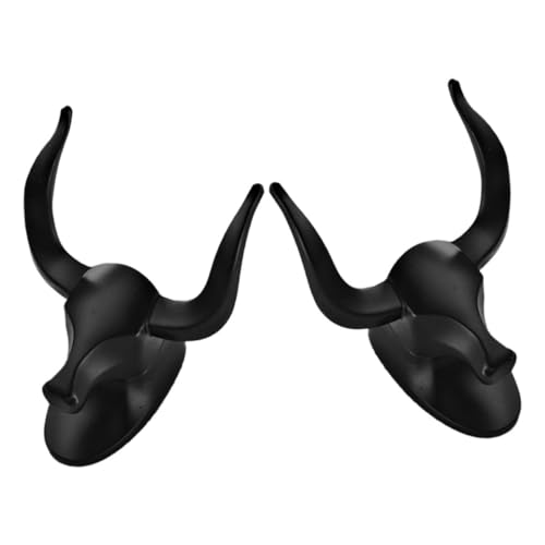 SOLUSTRE 2 Stück Retro Ox Head Wandhaken Metall Rustikale Wandaufhänger ohne Bohren Vielseitig für Jacken Hüte Taschen Dekorative Bullhorn Garderobenhaken für Bad Wohnzimmer Türbereich von SOLUSTRE