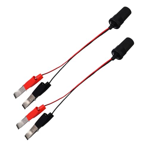 SOLUSTRE 2 Stück Robuste Adapter für Zigarettenanzünder mit Krokodilklemmen Effizientes Verlängerungskabel für Autobatterien und Haushaltsgeräte Sicher und Vielseitig Einsetzbar von SOLUSTRE